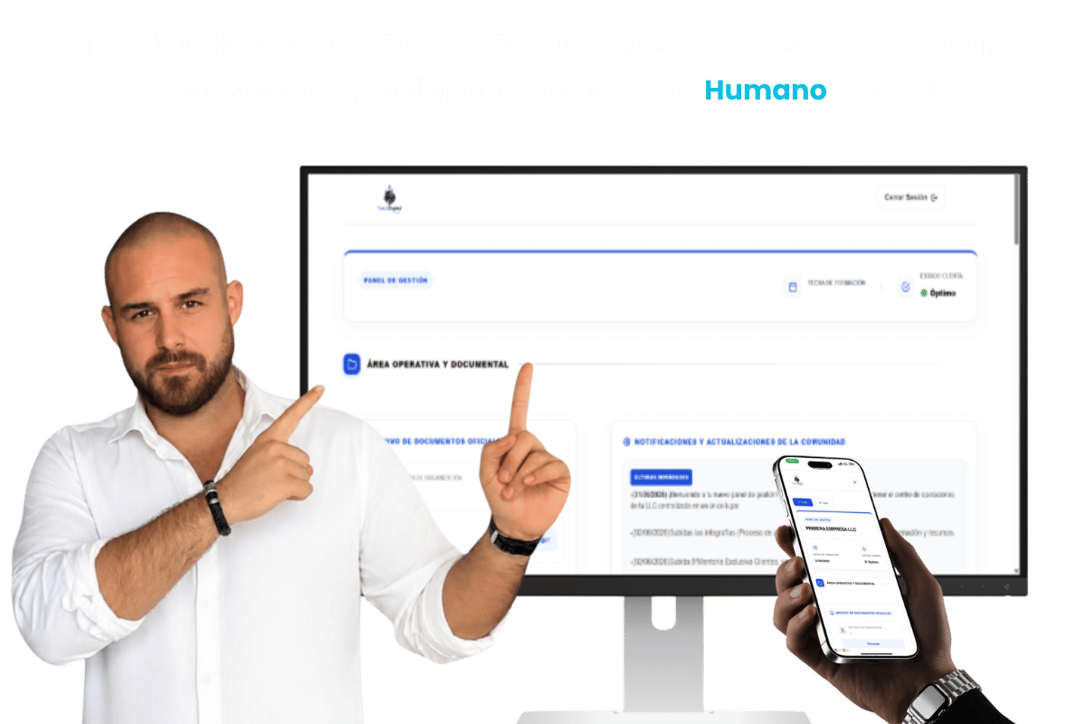 CEO de TuLLCDigital mostrando el Panel de Socio Privado